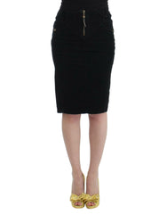 Cavalli Black Corduroy Pencil Skirt -   -  Cavalli.
