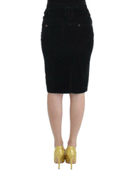 Cavalli Black Corduroy Pencil Skirt -   -  Cavalli.