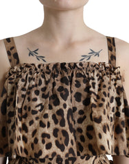 Dolce & Gabbana Brown Leopard Print Sleeveless A-line Dress -   -  Dolce & Gabbana.