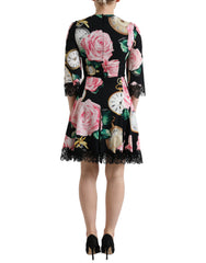 Dolce & Gabbana Black Floral Embellished Lace A-line Dress -   -  Dolce & Gabbana.