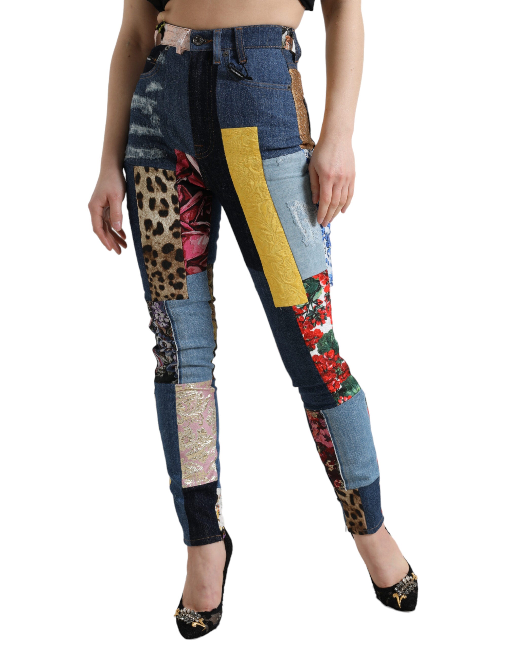 Dolce & Gabbana Multicolor Patchwork GRACE Skinny Denim Jeans -   -  Dolce & Gabbana. Dolce & Gabbana Multicolor Patchwork GRACE Skinny Denim Jeans -   -  Dolce & Gabbana.
