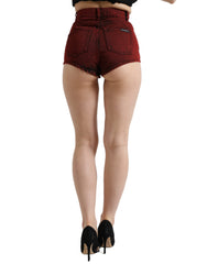 Dolce & Gabbana Red Stretch High Waist Denim Hot Pants Shorts -   -  Dolce & Gabbana.