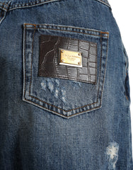 Dolce & Gabbana Blue Cotton High Waist Denim Hot Pants Shorts -   -  Dolce & Gabbana.