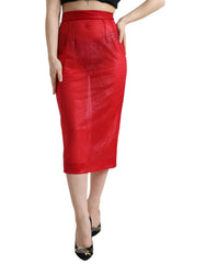 Dolce & Gabbana Red Sheer High Waist Pencil Cut Midi Skirt -   -  Dolce & Gabbana.