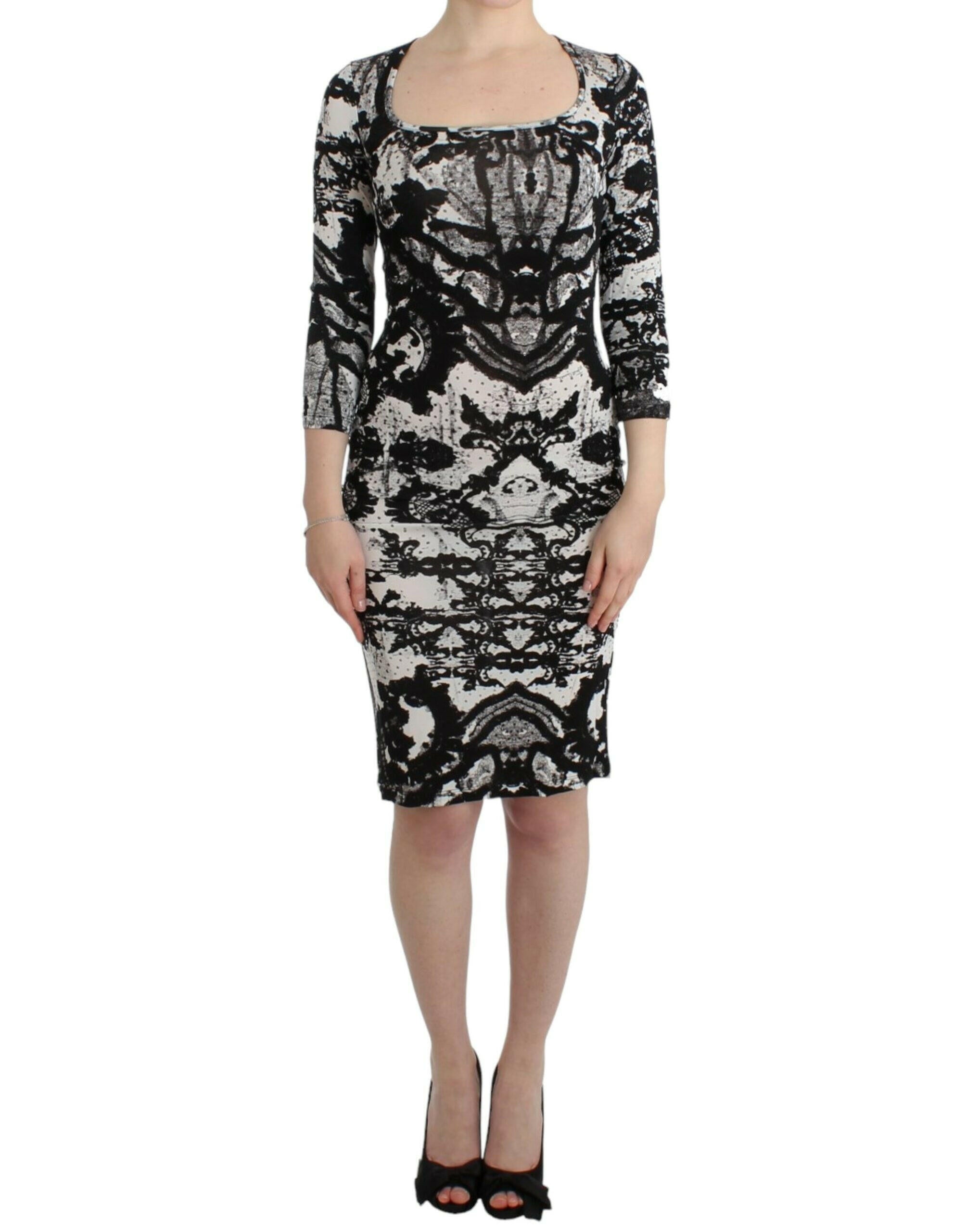 Cavalli Black Printed Sheath Dress -   -  Cavalli.