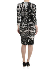 Cavalli Black Printed Sheath Dress -   -  Cavalli.