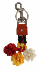 Dolce & Gabbana Red White Raffia Leather Clasp Finder Keyring Keychain - - Dolce & Gabbana.