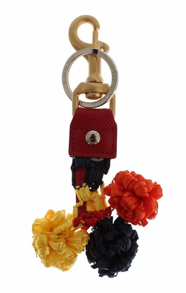 Dolce & Gabbana Gold Yellow Raffia Leather Clasp Finder Chain Keyring -   -  Dolce & Gabbana.