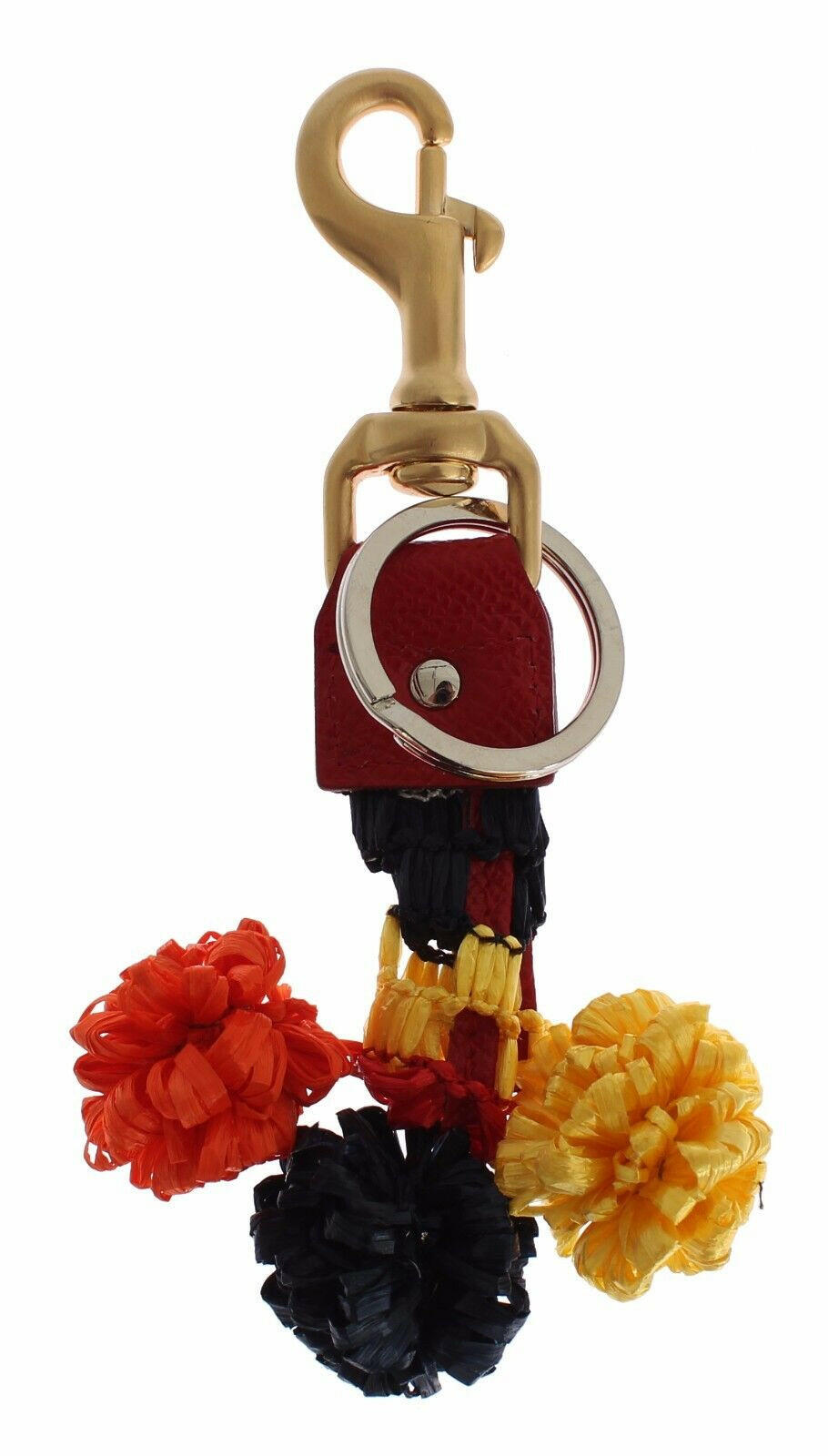 Dolce & Gabbana Gold Yellow Raffia Leather Clasp Finder Chain Keyring -   -  Dolce & Gabbana. Dolce & Gabbana Gold Yellow Raffia Leather Clasp Finder Chain Keyring -   -  Dolce & Gabbana.
