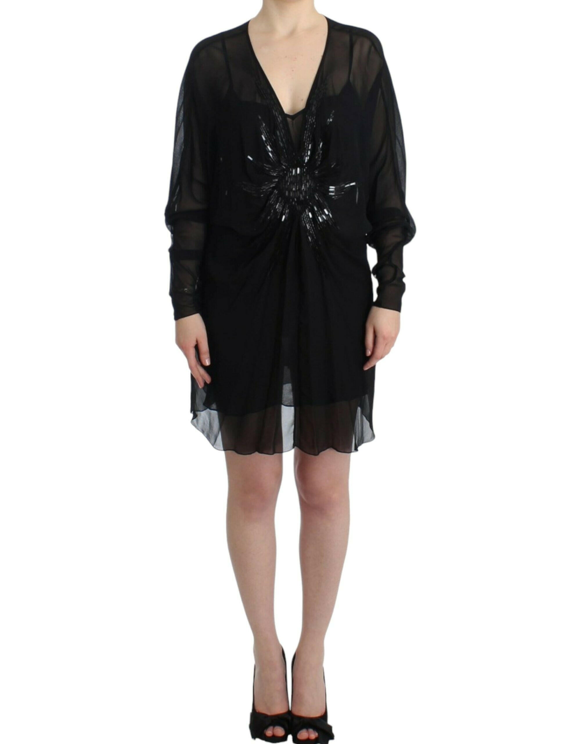 Cavalli Black long sleeve silk dress -   -  Cavalli.