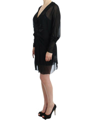 Cavalli Black long sleeve silk dress -   -  Cavalli.