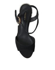 Dolce & Gabbana Black Crystals Ankle Strap Sandals Shoes -   -  Dolce & Gabbana.