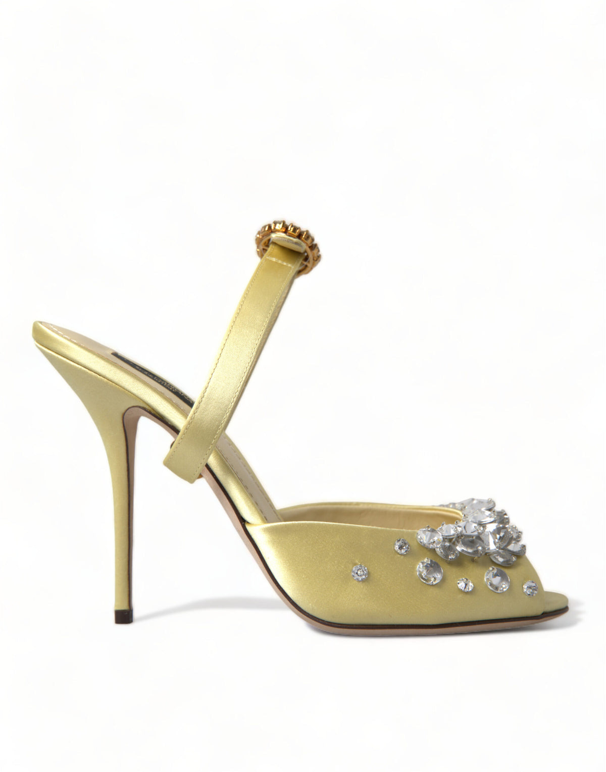 Dolce & Gabbana Yellow Satin Crystal Mary Janes Sandals -   -  Dolce & Gabbana.