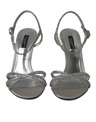 Dolce & Gabbana Silver Crystal Ankle Strap Sandals Shoes -   -  Dolce & Gabbana.