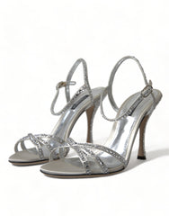 Dolce & Gabbana Silver Crystal Ankle Strap Sandals Shoes -   -  Dolce & Gabbana.