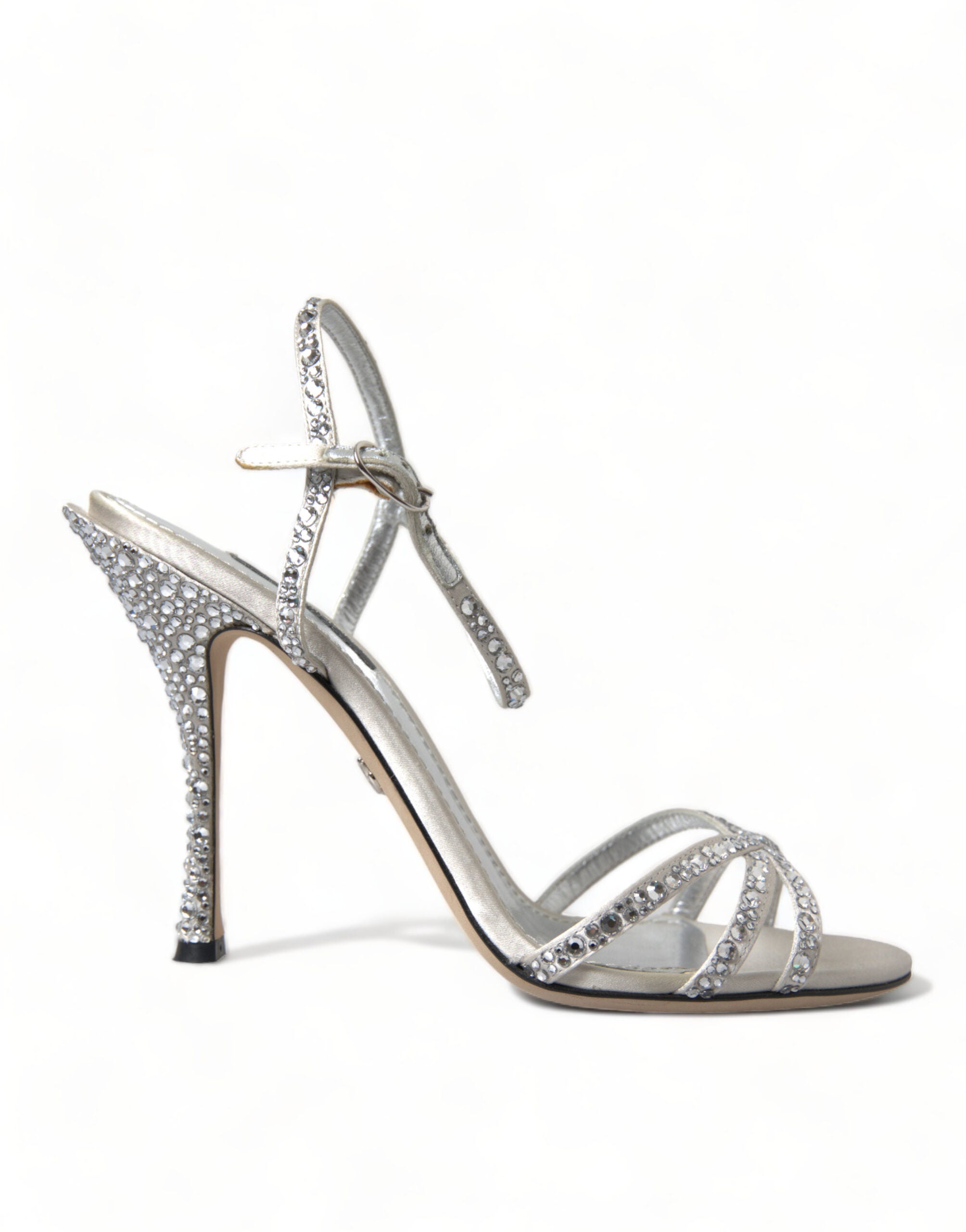 Dolce & Gabbana Silver Crystal Ankle Strap Sandals Shoes -   -  Dolce & Gabbana.