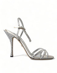 Dolce & Gabbana Silver Crystal Ankle Strap Sandals Shoes -   -  Dolce & Gabbana.