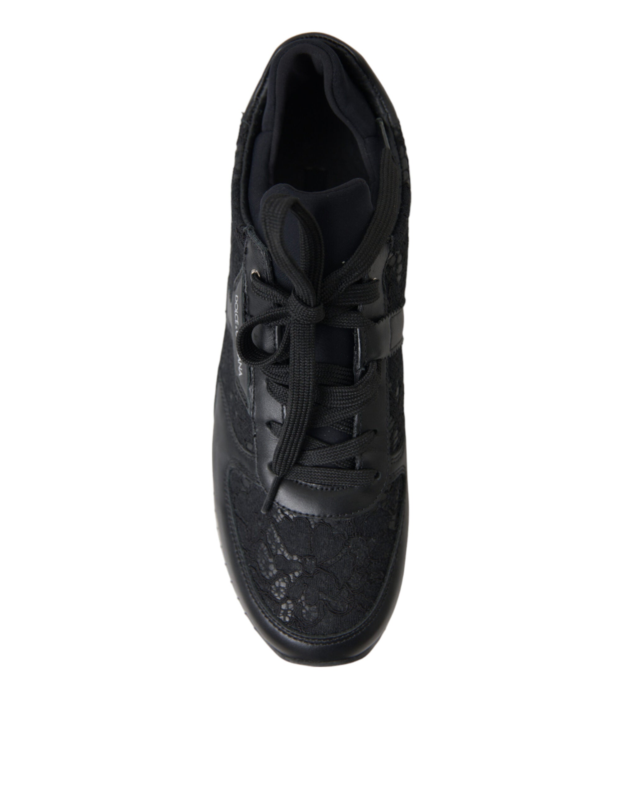 Dolce & Gabbana Black Floral Lace Leather Sneakers Shoes -   -  Dolce & Gabbana. Dolce & Gabbana Black Floral Lace Leather Sneakers Shoes -   -  Dolce & Gabbana.