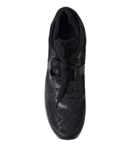 Dolce & Gabbana Black Floral Lace Leather Sneakers Shoes -   -  Dolce & Gabbana.