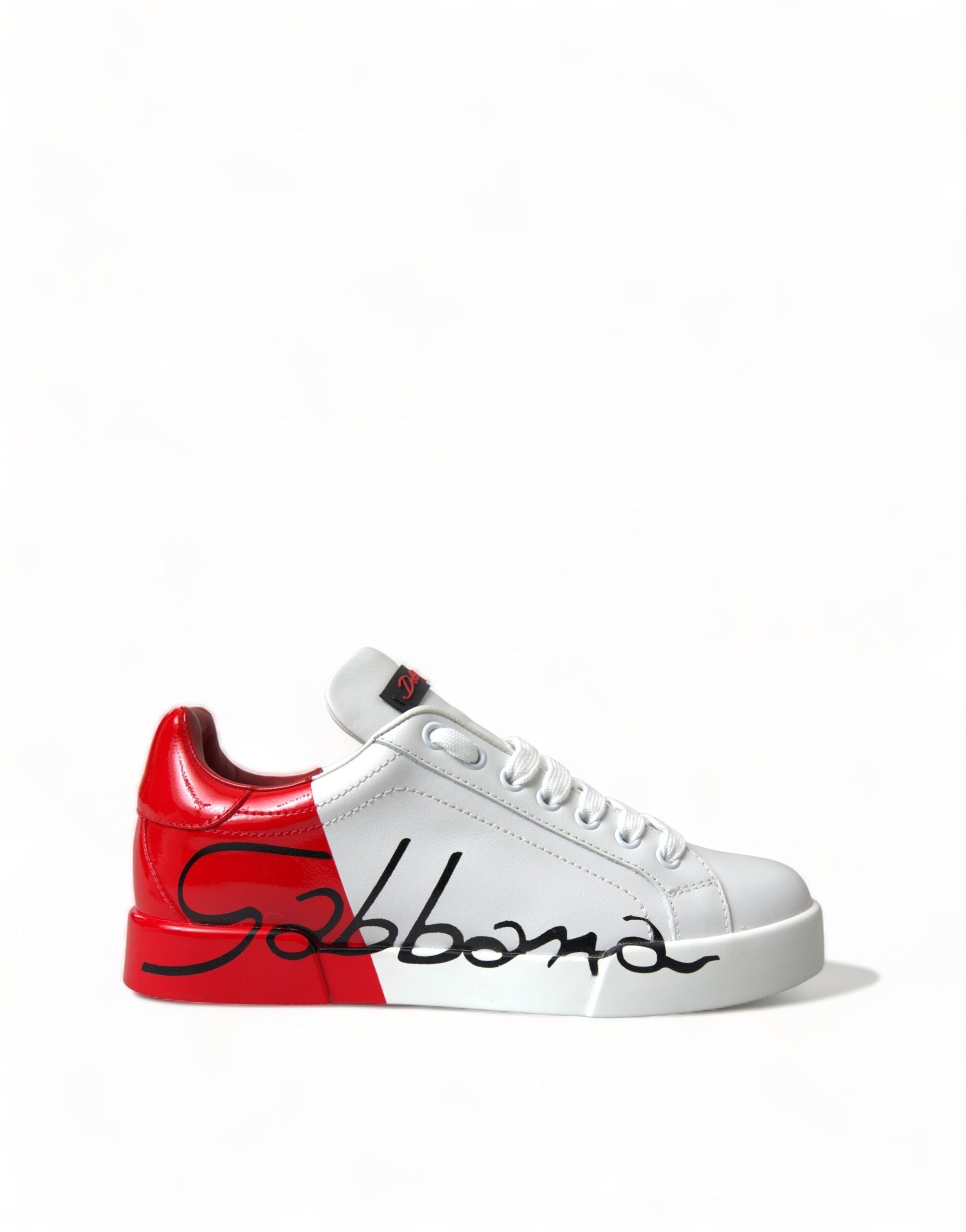 Dolce & Gabbana White Red Lace Up Womens Low Top Sneakers Shoes -   -  Dolce & Gabbana.
