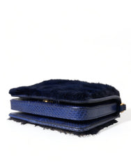 Dolce & Gabbana Dark Blue Fur Ayers Lily Twist Crossbody Shoulder Bag -   -  Dolce & Gabbana.