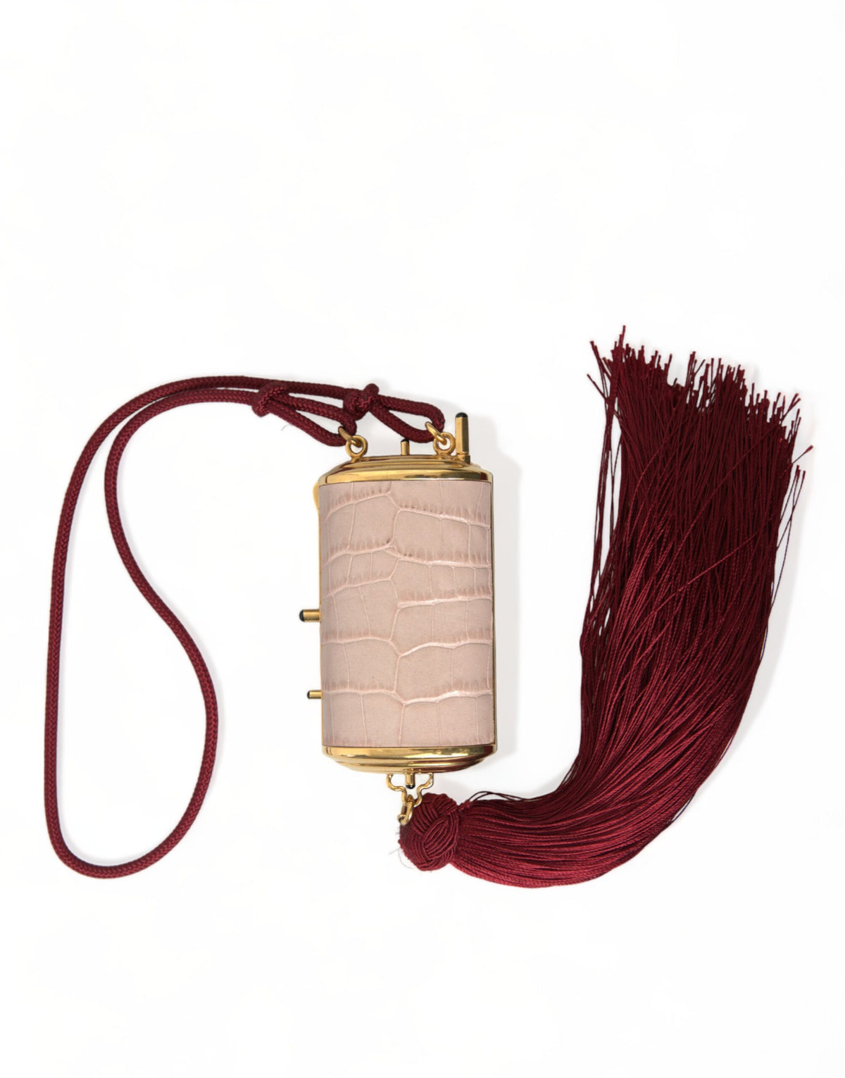 Dolce & Gabbana Pink Exotic Leather Mini Mirror Tassel Makeup Bag -   -  Dolce & Gabbana.