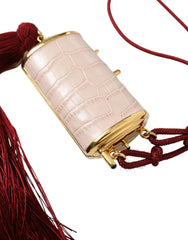 Dolce & Gabbana Pink Exotic Leather Mini Mirror Tassel Makeup Bag -   -  Dolce & Gabbana.