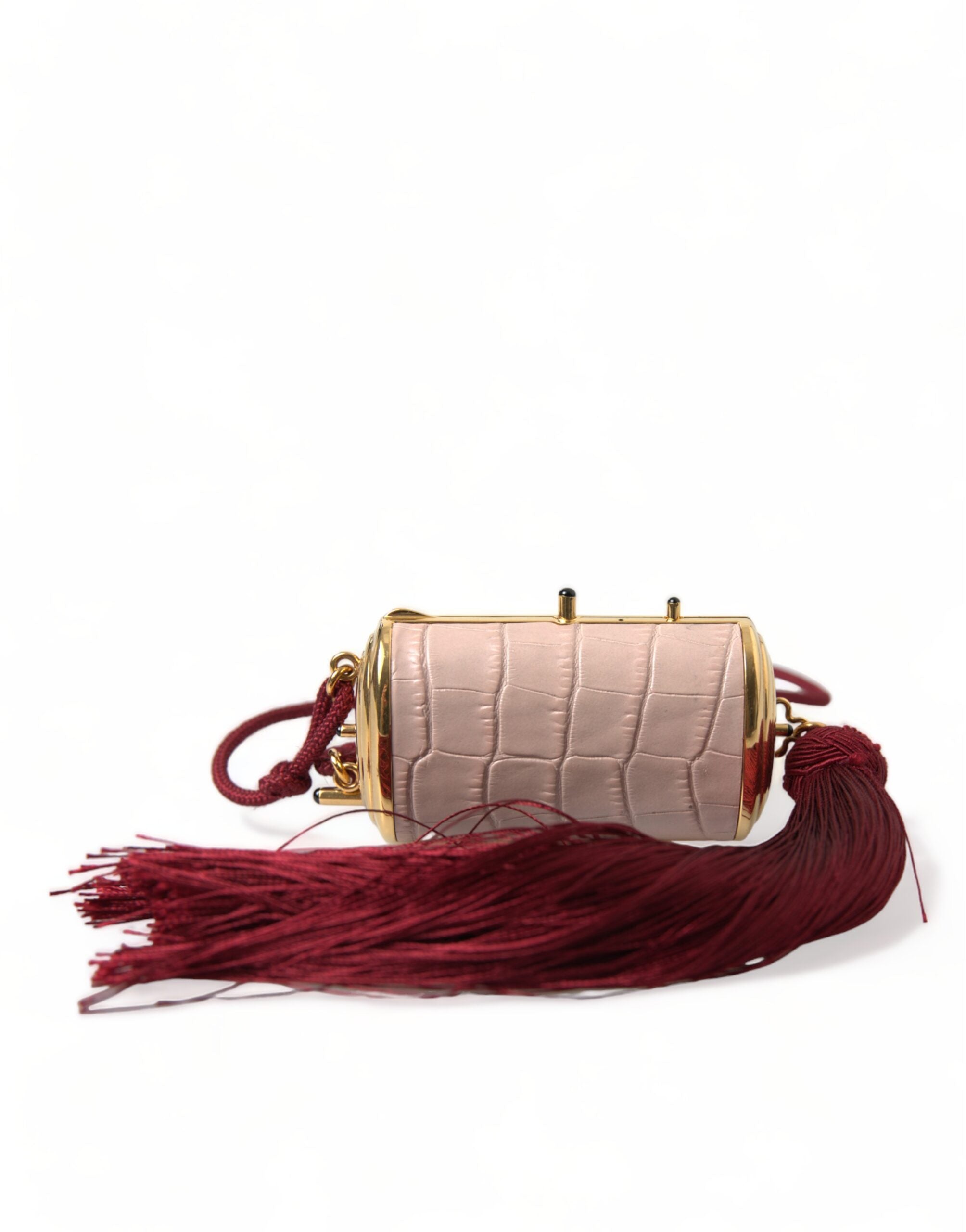 Dolce & Gabbana Pink Exotic Leather Mini Mirror Tassel Makeup Bag -   -  Dolce & Gabbana. Dolce & Gabbana Pink Exotic Leather Mini Mirror Tassel Makeup Bag -   -  Dolce & Gabbana.
