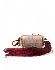 Dolce & Gabbana Pink Exotic Leather Mini Mirror Tassel Makeup Bag -   -  Dolce & Gabbana.