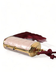 Dolce & Gabbana Pink Exotic Leather Mini Mirror Tassel Makeup Bag -   -  Dolce & Gabbana.