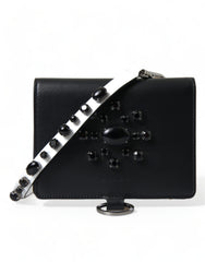 Dolce & Gabbana Black Leather Crystal Embellished Card Holder Wallet -   -  Dolce & Gabbana.