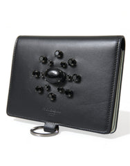 Dolce & Gabbana Black Leather Crystal Embellished Card Holder Wallet -   -  Dolce & Gabbana.