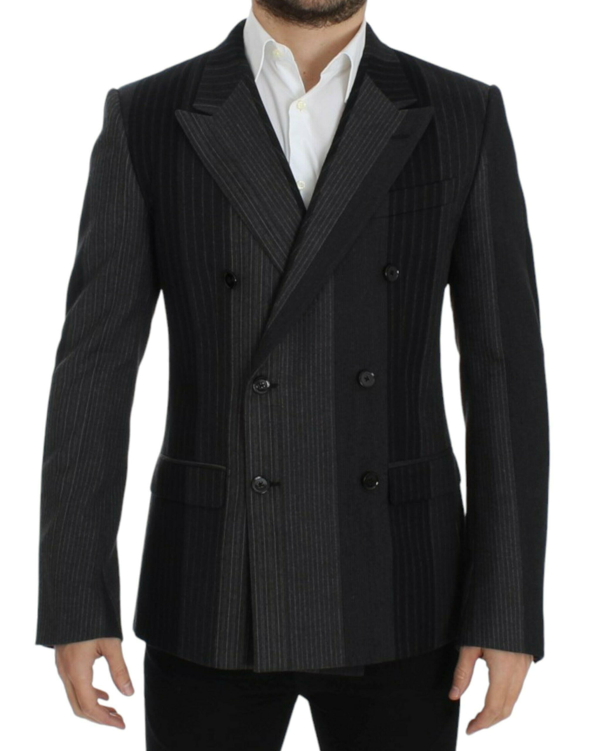 Dolce & Gabbana Gray striped wool stretch blazer -   -  Dolce & Gabbana.