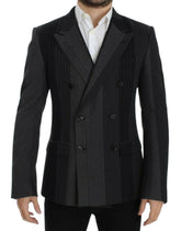 Dolce & Gabbana Gray striped wool stretch blazer -   -  Dolce & Gabbana.