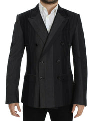 Dolce & Gabbana Gray striped wool stretch blazer -   -  Dolce & Gabbana.