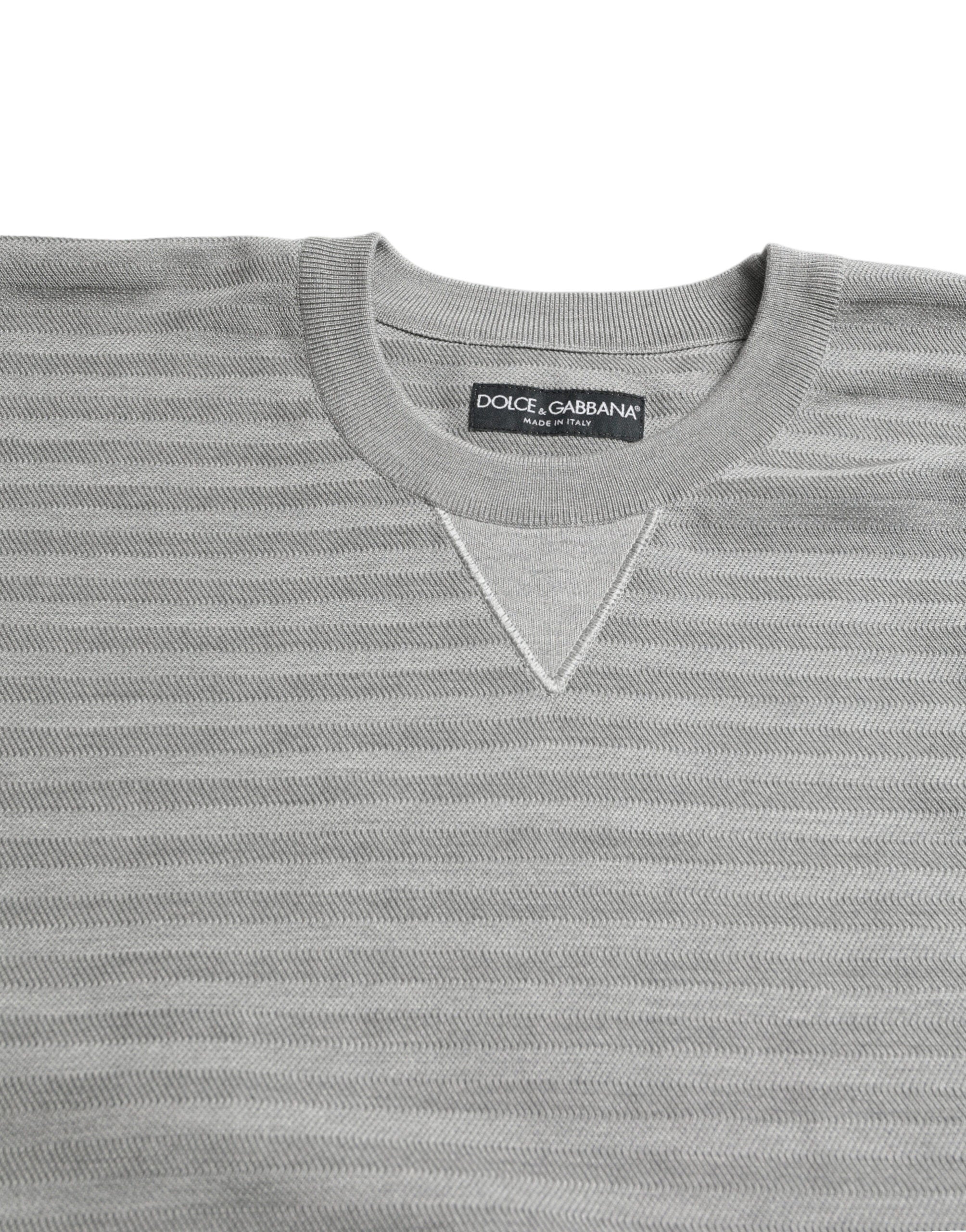 Dolce & Gabbana Gray Crewneck Pullover Silk Top Sweater -   -  Dolce & Gabbana. Dolce & Gabbana Gray Crewneck Pullover Silk Top Sweater -   -  Dolce & Gabbana.