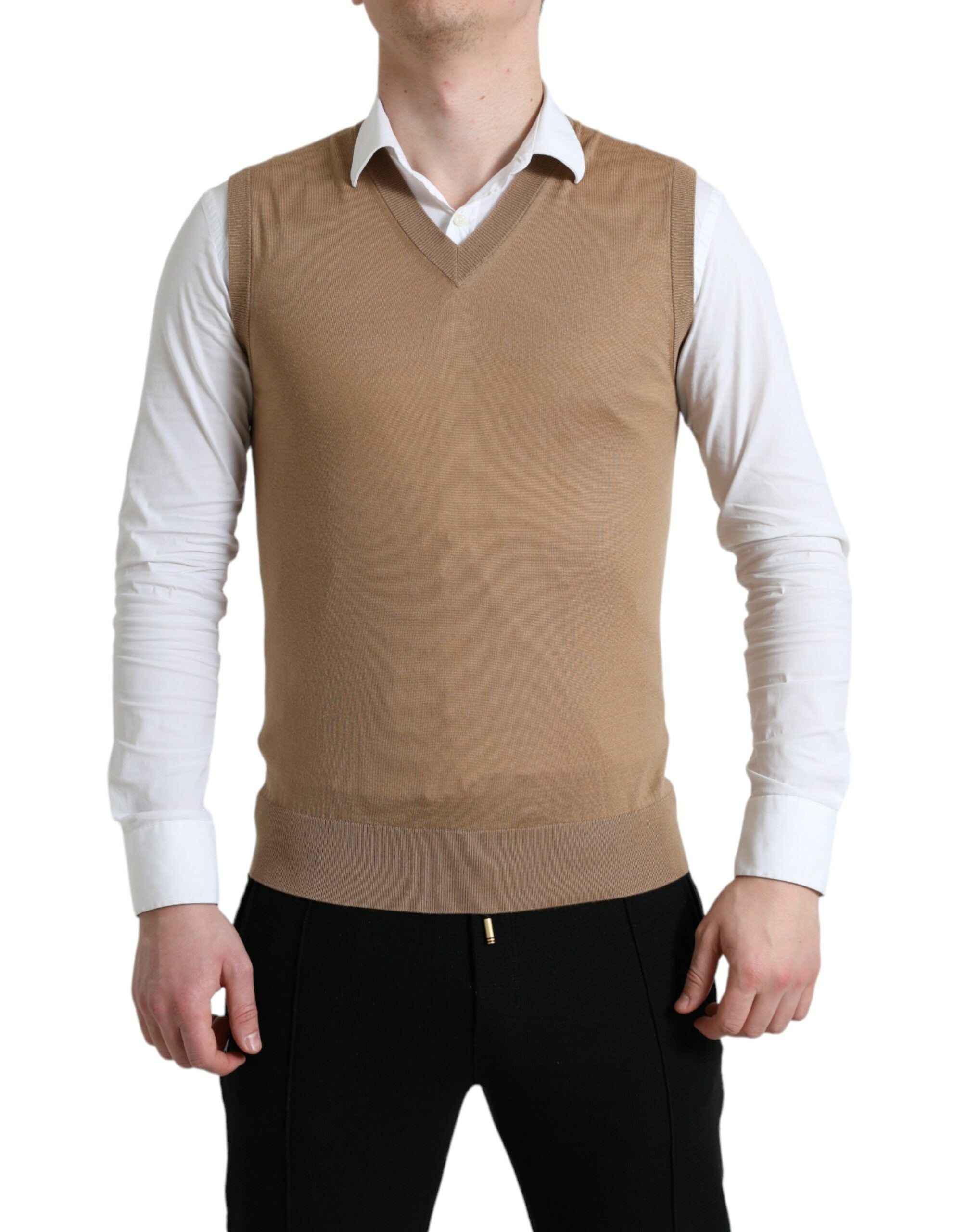 Dolce & Gabbana Brown Wool Sleeveless Pullover Sweater -   -  Dolce & Gabbana.