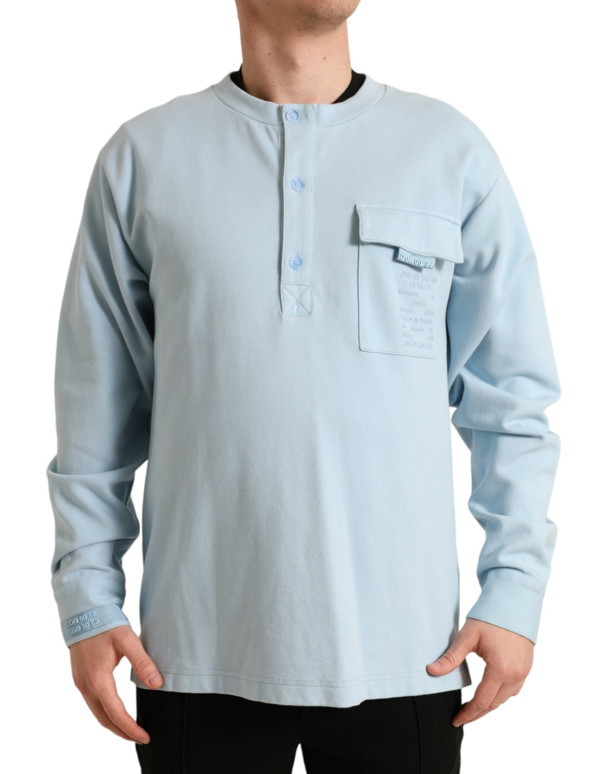 Dolce & Gabbana Light Blue Cotton Buttoned Pullover Sweater -   -  Dolce & Gabbana.