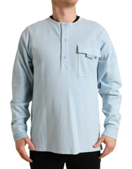Dolce & Gabbana Light Blue Cotton Buttoned Pullover Sweater -   -  Dolce & Gabbana.