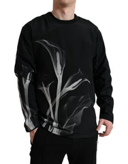 Dolce & Gabbana Black Floral Print Crewneck Pullover Sweater -   -  Dolce & Gabbana.