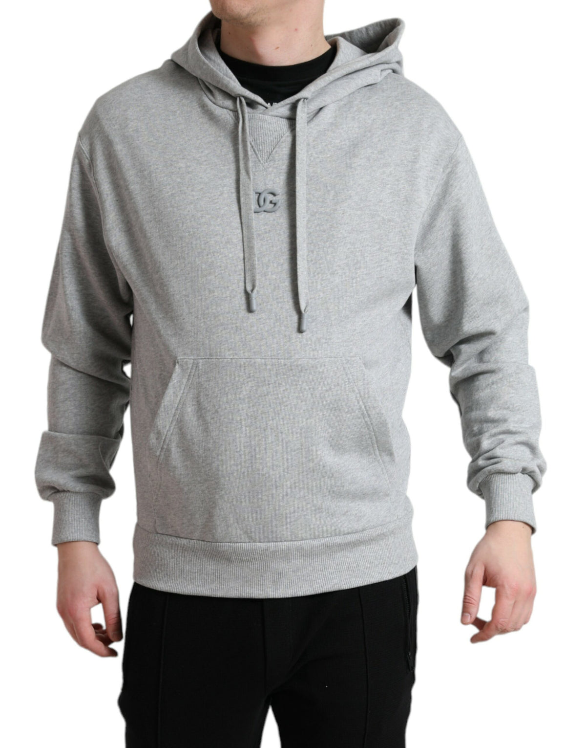 Dolce & Gabbana Gray Cotton Logo Hooded Sweatshirt Sweater -   -  Dolce & Gabbana.