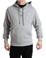 Dolce & Gabbana Gray Cotton Logo Hooded Sweatshirt Sweater -   -  Dolce & Gabbana.