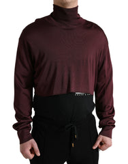 Dolce & Gabbana Maroon Viscose Turtleneck Pullover Sweater -   -  Dolce & Gabbana.