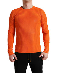 Dolce & Gabbana Orange Knitted Crewneck Men Pullover Sweater -   -  Dolce & Gabbana.