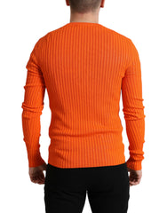 Dolce & Gabbana Orange Knitted Crewneck Men Pullover Sweater -   -  Dolce & Gabbana.