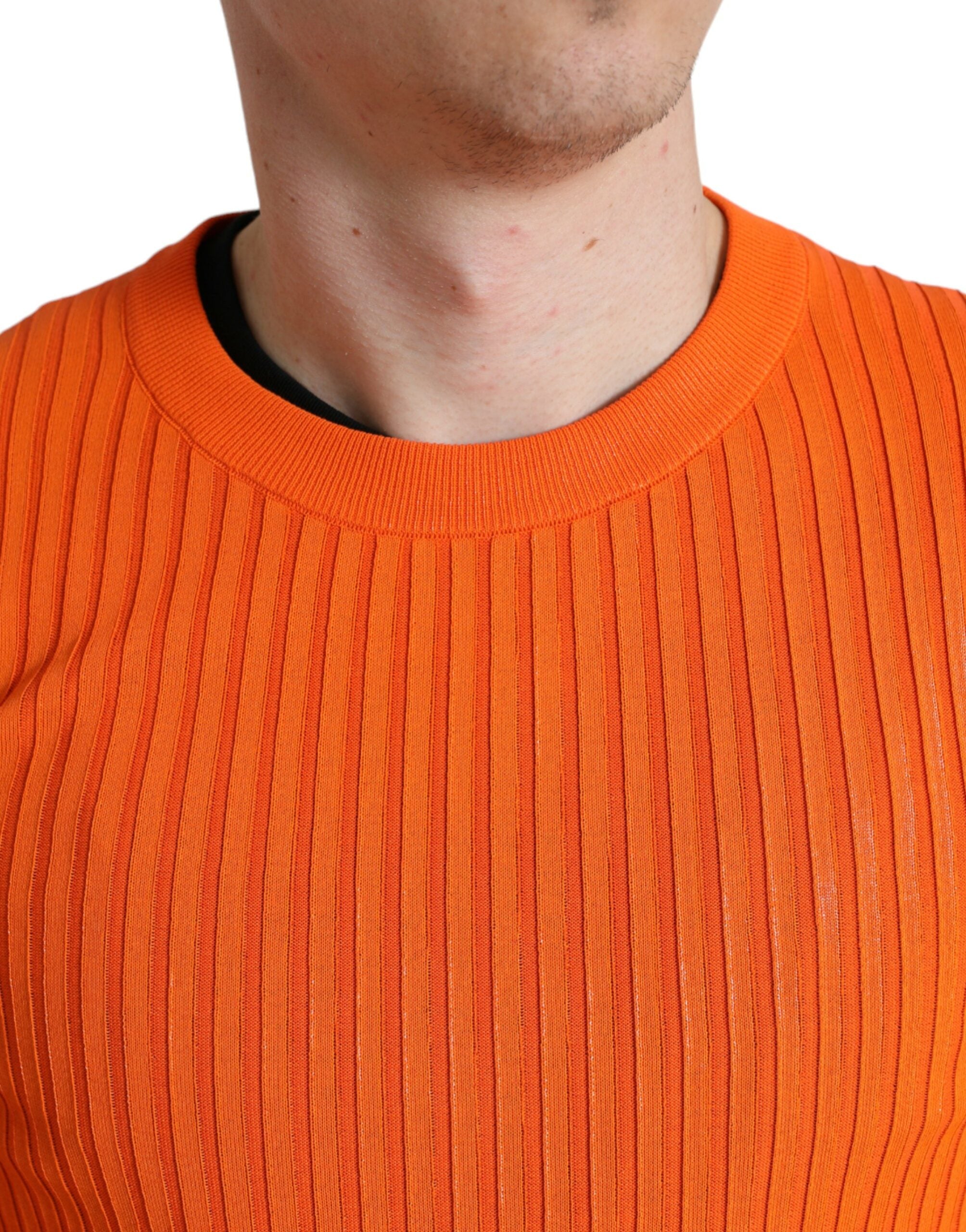 Dolce & Gabbana Orange Knitted Crewneck Men Pullover Sweater -   -  Dolce & Gabbana. Dolce & Gabbana Orange Knitted Crewneck Men Pullover Sweater -   -  Dolce & Gabbana.