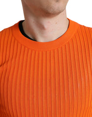Dolce & Gabbana Orange Knitted Crewneck Men Pullover Sweater -   -  Dolce & Gabbana.