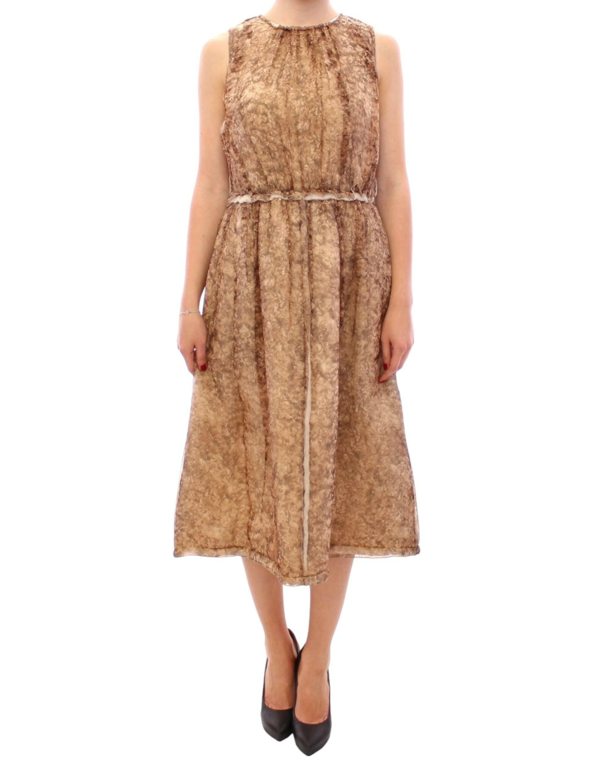 Dolce & Gabbana Brown sleeveless silk dress -   -  Dolce & Gabbana.