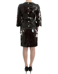 Dolce & Gabbana Black patent floral HANDPAINTED dress -   -  Dolce & Gabbana.