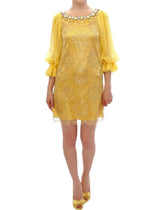 Dolce & Gabbana Yellow lace crystal mini dress -   -  Dolce & Gabbana.